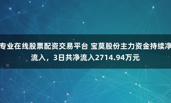 专业在线股票配资交易平台 宝莫股份主力资金持续净流入，3日共净流入2714.94万元