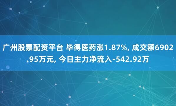 广州股票配资平台 毕得医药涨1.87%, 成交额6902.95万元, 今日主力净流入-542.92万
